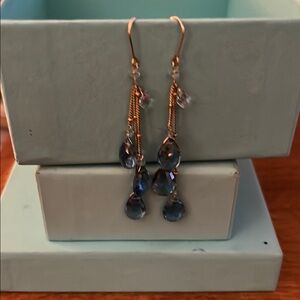 Elegant Blue Topaz & aquamarine Dangle Earrings